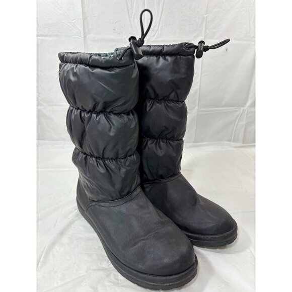 Ozark Trail Lottrella Black Shiny Nylon Winter Snowboot Size 8 - Picture 1 of 12
